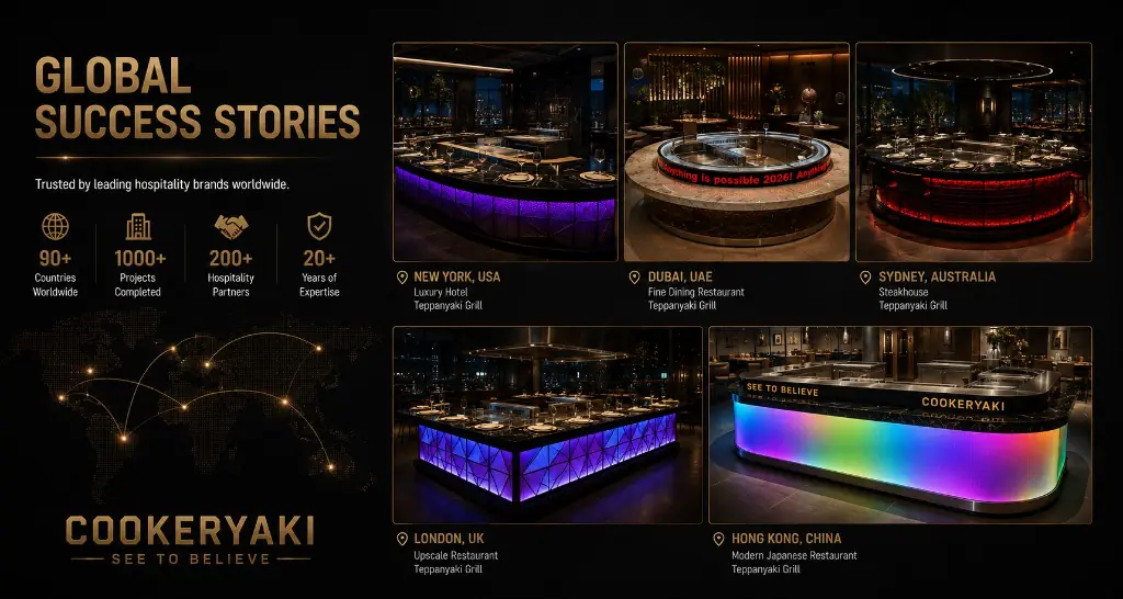 Cookeryaki global commercial kitchen project and certification wall